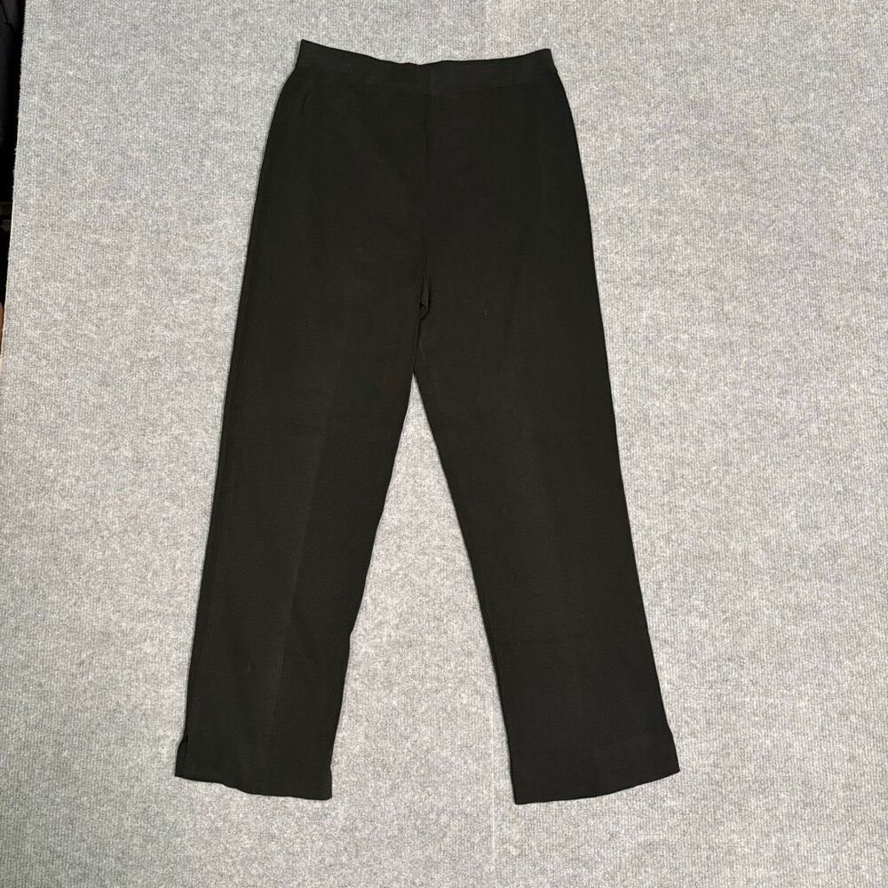 Ming Wang XS Black Straight Leg Pull On Pants Stretch Knit Career Minimalist